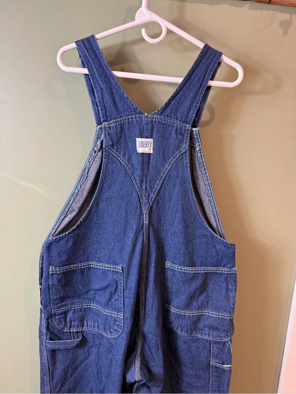 Classic Blue Denim Overalls with Green Accent